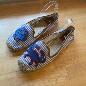 Tory Burch Crab 🦀 & Shell 🐚 Espadrilles Worn Once Size 9